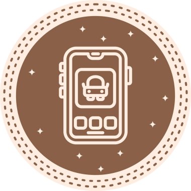 Akıllı telefon araç simgesini ekranda gösteriyor. Uygulama için uygun simge.