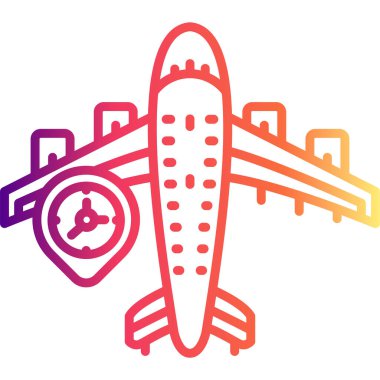 Bir hedefe varış veya seyahat uygulamalarında başarılı uçuş takibi için uygun bir konum işaretleyicisi içeren bir uçağın basit bir çizgi çizelgesi..