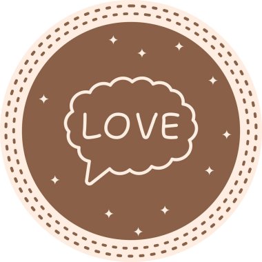 Kabarık bulut konuşma baloncuğunun içinde aşk sözcüğü çizimi