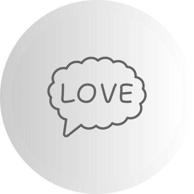 Kabarık bulut konuşma baloncuğunun içinde aşk sözcüğü çizimi