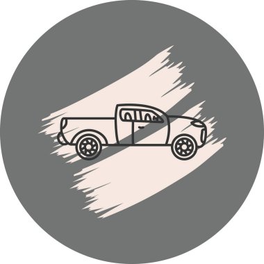 Pickup Truck Premium Minimal Düz Vektör İllüstrasyonu