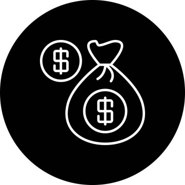 Finansal iş grafikleri bir çuval para ve bankacılık uygulamaları veya ticaret web sayfaları için uygun bir madeni para gösteriyor.