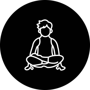 Hareketli gradyan simgesi, bacak bacak üstüne atmış bir erkek figürünün rahatlama ve fiziksel sağlığı temsil eden yoga pozunu yansıtıyor..