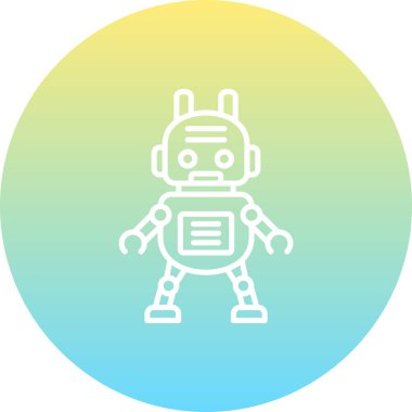 Robot çizgi simgesi, vektör illüstrasyonu