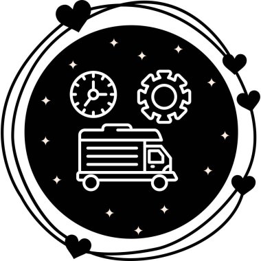 Teslimat kamyonu satırı simgesi, vektör çizim