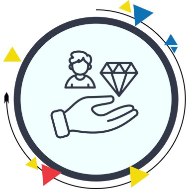Elle tutulan elmaslı Müşteri Değer simgesi