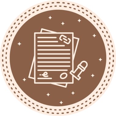 Hukuk firması uygulamaları veya resmi belge web sayfaları için uygun, ataçlı ve damgalı bir belgenin yer aldığı profesyonel hukuki ve idari grafikler