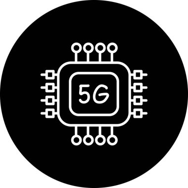 Devre kartlı mikroçip simgesi. Doğrusal ve siluet biçimi.