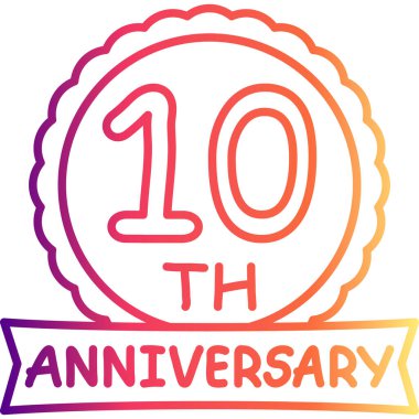 10. yıldönümü rozeti, uygulamalar için logo.