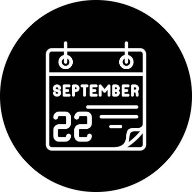 22 Eylül takvim simgesi, vektör illüstrasyonu          