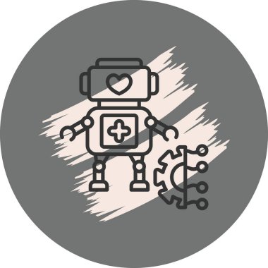 Robot çizgi simgesi, vektör illüstrasyonu