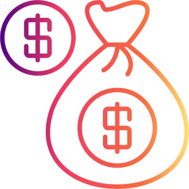 Finansal iş grafikleri bir çuval para ve bankacılık uygulamaları veya ticaret web sayfaları için uygun bir madeni para gösteriyor.