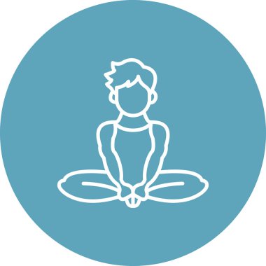 Minimalist çizim, sağlıklı yaşam uygulamaları için ideal yoga pozisyonunda bir erkek figürü içerir..