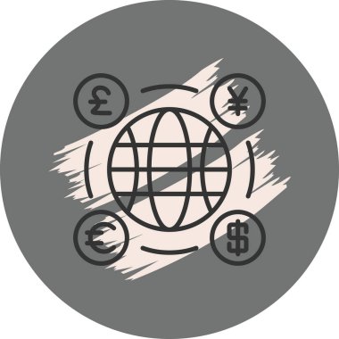 Dünya para birimi ağ ikonu vektör illüstrasyonu