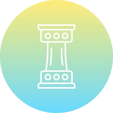 Dairesel dekoratif desenlere sahip tek bir mimari sütun kaidesinin minimalist çizgi simgesi.