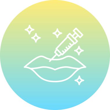 Parıltılarla çevrili dolgun dudakları enjekte eden bir şırınga kozmetik geliştirme ya da dermatolojik prosedürü işaret eder..