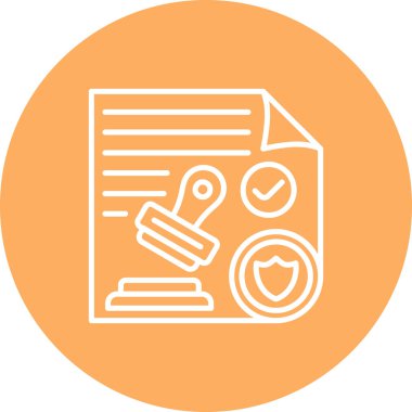 Damgalı bir belge, kontrol işareti ve koruyucu bir kalkan sembolü içeren yasal uyum grafikleri.