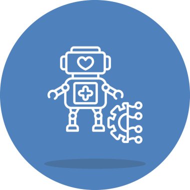 Robot çizgi simgesi, vektör illüstrasyonu