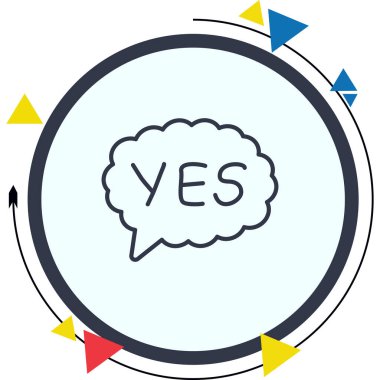 Konuşma balonu çizgisi simgesi, metin basit illüstrasyonlu web etiketi