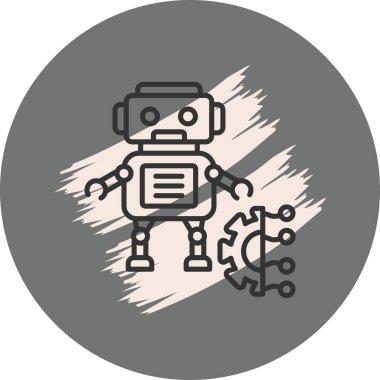 Robot çizgi simgesi, vektör illüstrasyonu