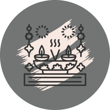 Puja Thali web simgesi vektör illüstrasyonu