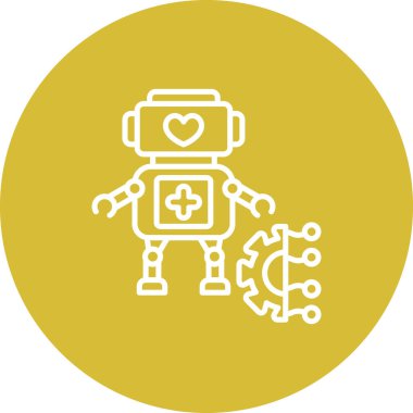 Robot çizgi simgesi, vektör illüstrasyonu