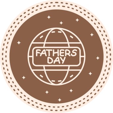 Babalar Günü için rozetli dünya. Uygulamalar veya web sayfaları için uygun basit simge