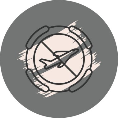 Seyahat uygulamaları veya web sayfaları için uygun çapraz iptal satırı olan bir düzlemin basit bir çizgi çizimi.