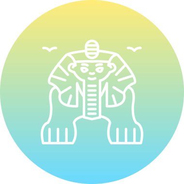 Minimalist çizgi simgesi, Giza heykelinin büyük bir sfenksini ön planda otururken tasvir eder