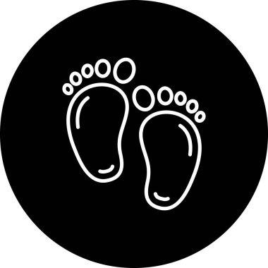 Yeni doğmuş bir bebeği temsil eden bir çift bebek ayak izinin minimalist çizgi simgesi.