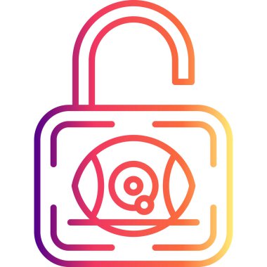 Dairesel arkaplan tasarımlı açık asma kilit tasviri.