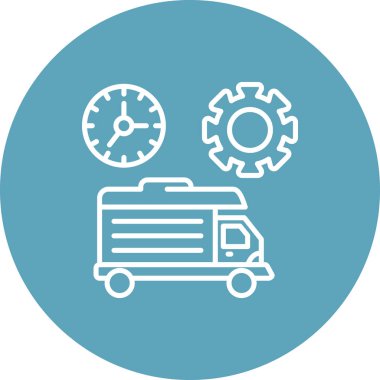 Teslimat kamyonu satırı simgesi, vektör çizim