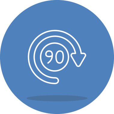 90 Gün ve eğri ok simgesi. Uygulamalar veya web sayfası için doğrusal logo