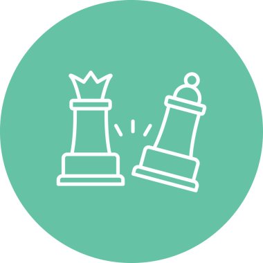 Basit bir grafik, satranç kraliçesinin, aralarında hareket çizgileri olan düşen bir piyonun yanında durduğunu gösteriyor..