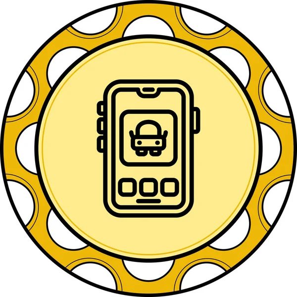 Akıllı telefon araç simgesini ekranda gösteriyor. Uygulama için uygun simge.