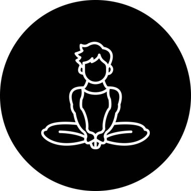 Minimalist çizim, sağlıklı yaşam uygulamaları için ideal yoga pozisyonunda bir erkek figürü içerir..