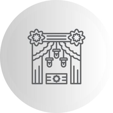 Perdeleri ve süslemeleri olan Diwali Girişi.