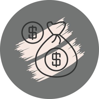 Finansal iş grafikleri bir çuval para ve bankacılık uygulamaları veya ticaret web sayfaları için uygun bir madeni para gösteriyor.