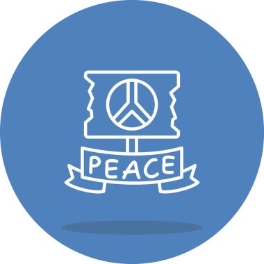 Pankart üzerinde barış sembolü ile birlikte metni gösteriliyor.