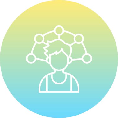 Uygulamalar ve web sayfaları için uygun gece gökyüzü, kalpler ve yıldızlarla çevrili bir adamın çizimi.