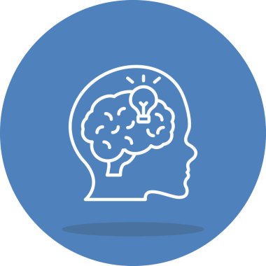 Thought Leadership simple line icon with human head and light bulb symbol