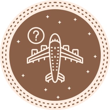 Seyahat uygulamaları veya web sayfaları için uygun soru işareti olan basit bir çizgi çizimi.