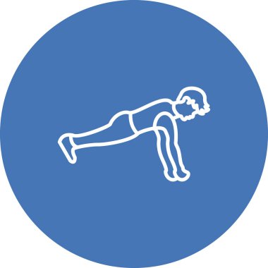 Hareketli gradyan simgesi, dayanıklılık, zindelik ve temel fiziksel eğitimi temsil eden yüksek kalas egzersizi yapan bir erkek figürüne sahiptir..