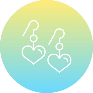 Askıda iki kalp şeklinde küpe bulunan minimalist çizgi simgesi.