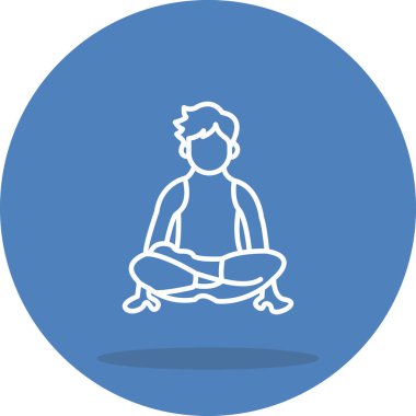 Hareketli gradyan simgesi, bacak bacak üstüne atmış bir erkek figürünün rahatlama ve fiziksel sağlığı temsil eden yoga pozunu yansıtıyor..