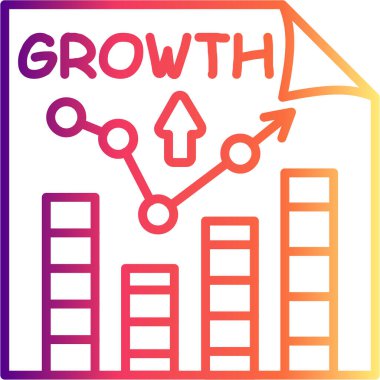 Satır grafiğinin yer aldığı belge sayfası yukarı yönlü eğilimleri, bar çizelgelerini, metin büyümesini, yukarı bakan oku gösteriyor. Siyah dairenin içinde beyaz çizgili grafikler. Finansal başarı için basit iş analizi sunumu.