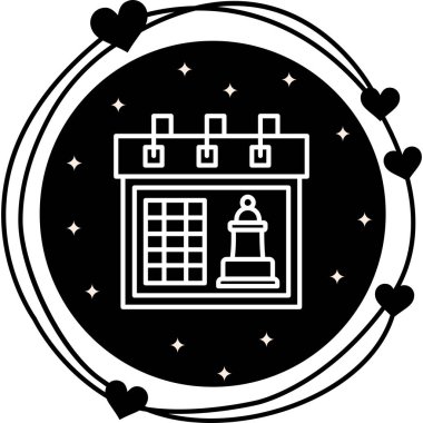 Satranç Takvimi Yenilikçi Düz Ürün Tasarım Sembolü