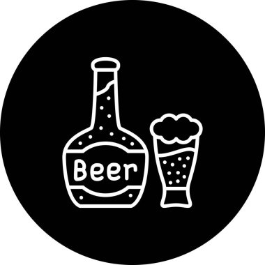 Bira Şişesi ve Cam Zarif Dengeli Düz Sanat Özelliği