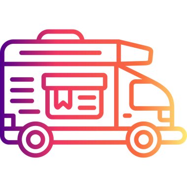 Teslimat kamyonu satırı simgesi, vektör çizim