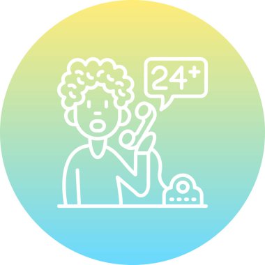 Müşteri hizmetleri grafikleri 24 saatlik destek için telefon kullanan bir kişinin yardım uygulamaları veya iletişim sayfaları için uygun olduğunu gösteriyor.